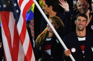Atletas norte americanos na Abertura dos Jogos Olímpicos Rio 2016