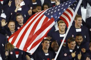 Atletas norte americanos na Abertura dos Jogos Olímpicos Rio 2016