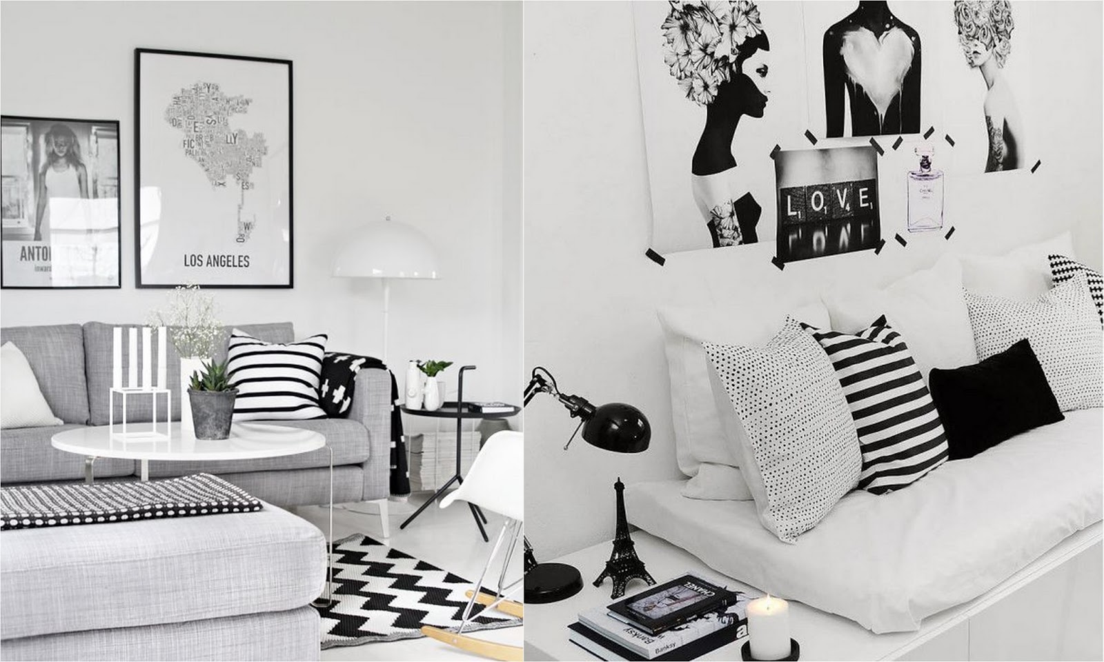 Preto e Branco em objetos decoração e móveis
